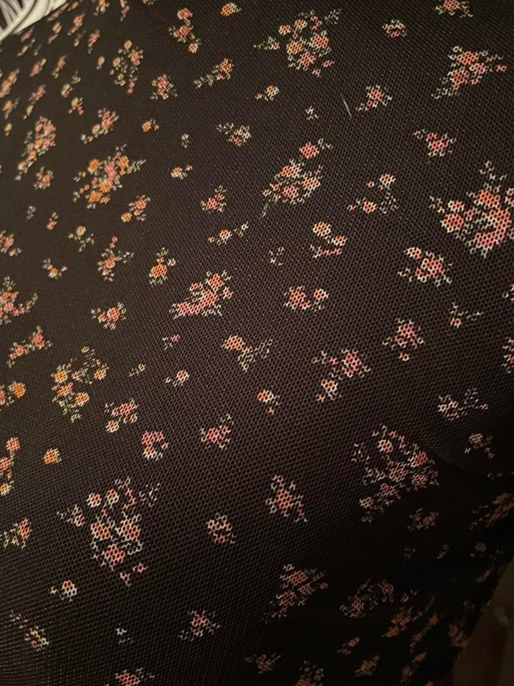 Ultra Flirt Black Mock Neck Short Sleeve Top with Pink Floral Print - Picture 2 of 5